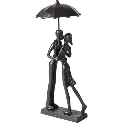 LAN Figurines romantiques rétro en métal coulé, couple s'embrassant sous un parapluie, pour la maison, le bureau, la décoration d'une étagère, le salon ou la cheminée. (1/4)