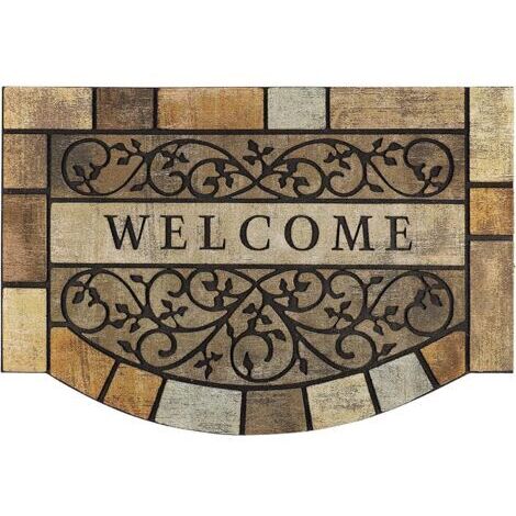 LAN Paillasson d'entrée durable, 61 x 91 cm, grand tapis d'extérieur robuste pour porte d'entrée avec envers en caoutchouc antidérapant pour entrée extérieure, garage, terrasse (1/4)