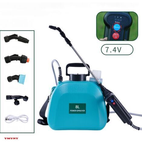 LAN Pulverisateur Electrique 8L, 7.4V Puissant Pulverisateur de Jardin avec 4 Jet Réglable, 3 Vitesses Pulvérisateur à Batterie Rechargeable avec Canne Telescopique pour Arrosage Désherbage (Vert) (1/4)