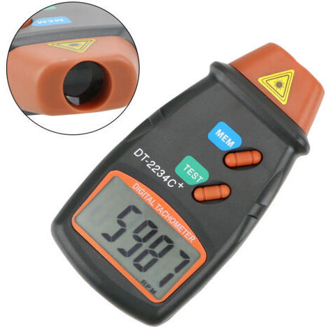 LAN Tachymètre numérique, tachymètre laser sans contact, 2,5 à 99 999 tr/min, mesure avec bande réfléchissante (pile 9 V non incluse) (1/4)