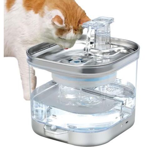 LAN Fontaine à eau pour chat , fontaine à eau automatique 2 L pour chat et chien avec détecteur de mouvement, pompe à eau ultra silencieuse et 3 filtres, pour animaux de compagnie