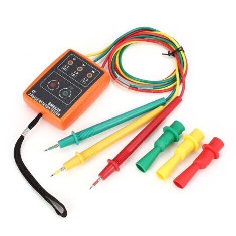 LAN Testeur d'indicateur rotatif pour détecteurs de métaux : testeur de phase, appareil de mesure de champ rotatif, 60 V CA à 600 V CA, pince ampèremétrique rotative triphasée (1/5)