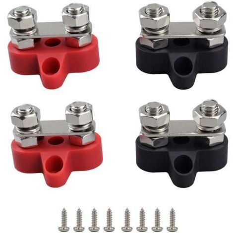 LAN 4 Pièces Bloc De Bornes De Barre De Bus, Universel Borne Batterie Bornier 12-48V DC Bus Bar, Boulon Connexion M8 Blocs Bornes Batterie, Pour Automobile, Camion, Véhicule Plaisance Et Bat (1/3)