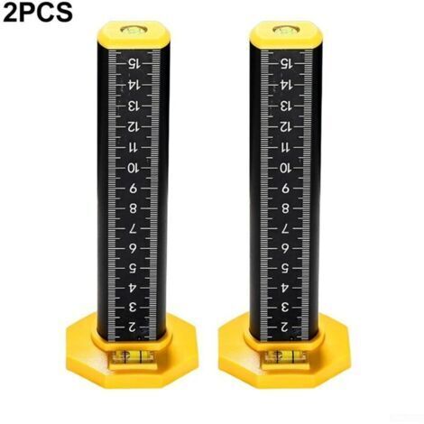 LAN Ensemble de 2 règles magnétiques de hauteur – Outil de mesure en alliage d'aluminium pour le travail du bois, la pose de revêtements de sol et de carrelage (jaune et noir) (1/4)