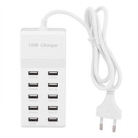 LAN Chargeur USB Multi-Port, Prise d'alimentation USB 10 Ports Charge Rapide USB Multi-Ports Compatible avec iPhone 12/13/14/15/16/Samsung S21/S22/S23/S24/Xiaomi/Huawei/Oppo/OnePlus/autres appareils