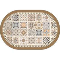 LAN Carreau floral Moshi - ovale 4060cm (terre de diatomées) Tapis de sol en terre de diatomées, tapis de bain, très absorbant, antidérapant