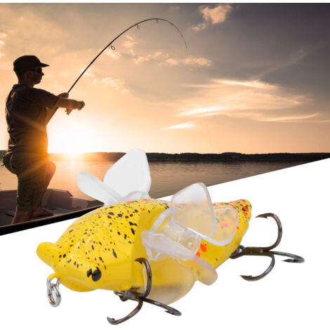 Leurre Popper Semi-cigale – 5 Cm – 6,5 G – Hameçon Triple N°8 – Jaune – Pour Black-bass, Truite, Bar – Eau Douce Ou Salée