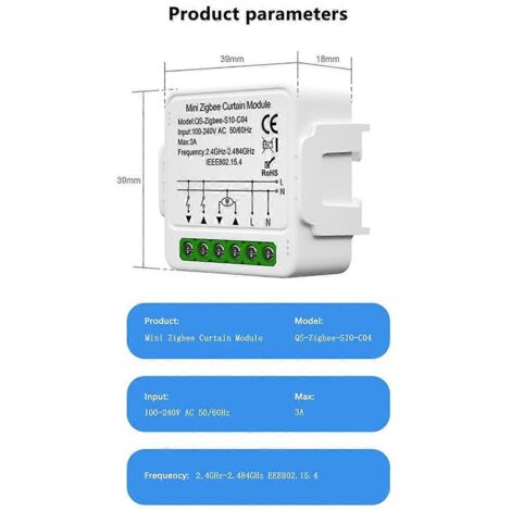 Module de rideau intelligent mini-interrupteur de rideau Tuya Zigbee--