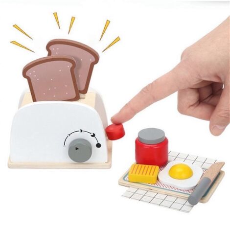 Grille-pain en bois pop-up avec coupe-beurre et sandwich, jouet cuisine pour enfant dès 3 ans DINETTE - Jeux - Jouets