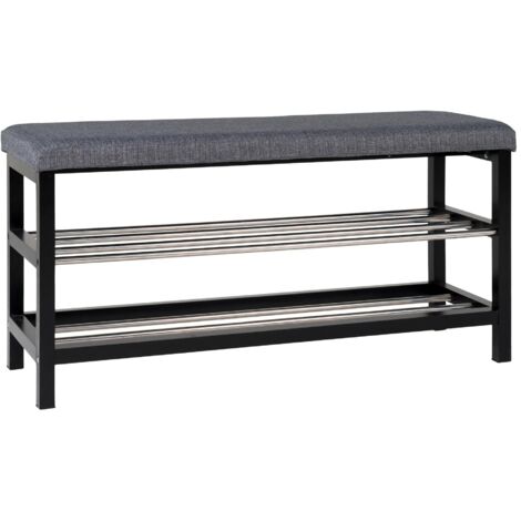 Banc gris 2 étages à pieds noirs 100 x 34 x 50 cm (1/5)