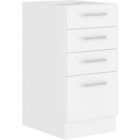Meuble bas ATLAS 4 tiroirs - Décor blanc - L40 x P52 x H82 - Plan de travail non inclus (1/5)