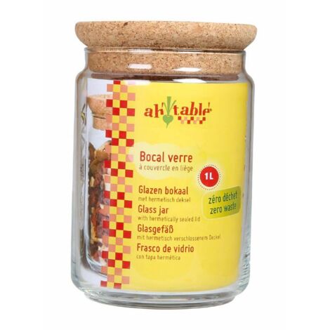 Bocal en verre - couvercle liège - 1L (1/2)