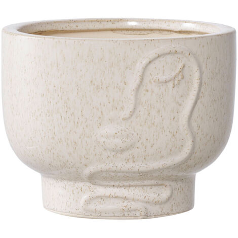 Vase visage rond 15x15x12 cm en céramique beige (1/4)