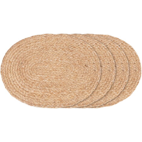 4 sets de table ovales en jute tressée 35 x 45 cm (1/4)