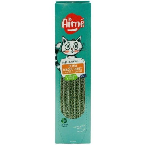 Griffoire en carton - AIMÉ - Pour Chat, Planche à Gratter Double face Super Résistant et Longue Durée, Senteur Herbe à Chat (1/4)