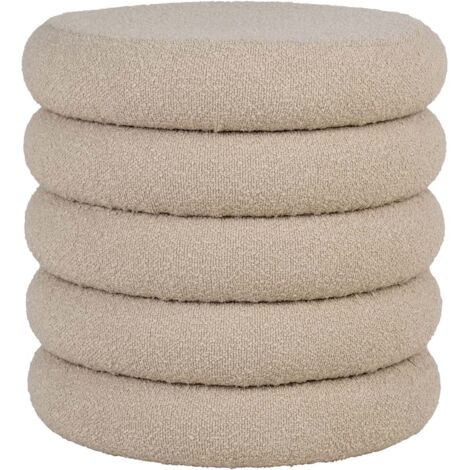 Pouf gris en polyester bouclé avec rangement Ø 44 cm (1/3)