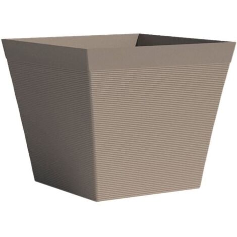 Pot carré - GARDEN ID - Green Care Impact Taupe - 29 x 26 cm - Garanti 10ans - 100% recyclé - UV/gel résistant (1/3)