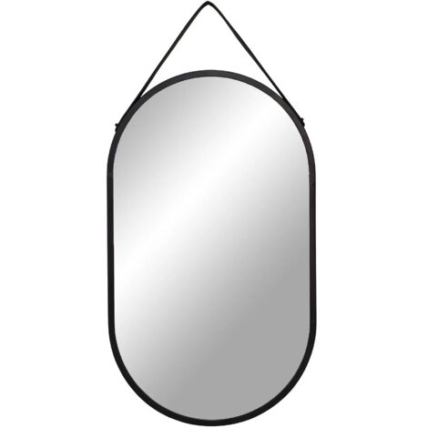 Miroir mural oval en métal noir TRAPANI – L 35 x H 60cm (1/5)