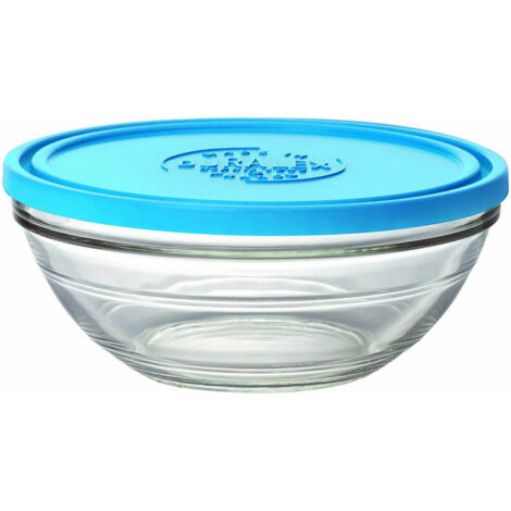 DURALEX 9068AM06 Lys Saladier Rond avec Couvercle Verre Transparent/Bleu 23,2 cm