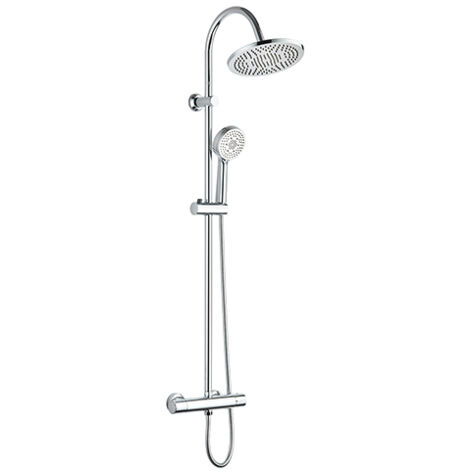 Edouard Rousseau – Colonne de douche thermostatique avec robinetterie LOONA – Finition métal chromé – 3 jets pluie/massage/moussant – Flexible inox 1,5m (1/8)