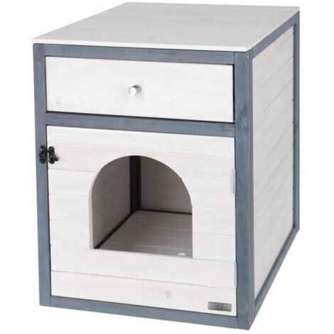 KERBL - Maison de toilette pour chat - 58 x 45 x 60 cm- IDA - Blanc/bleu - (1/5)