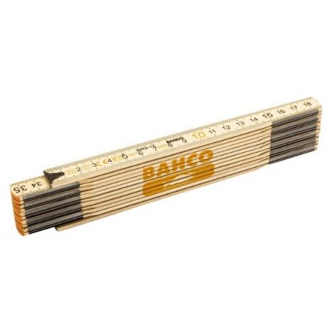 BAHCO - Mètre pliant en bois, 12 sections, dimensions métriques, 2 m