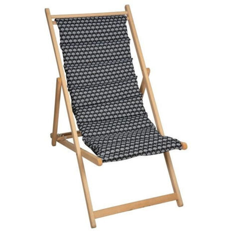 Chilienne matelassée Helsinki – Toile amovible en polyester 170g/m² – Structure en hêtre massif FSC – Multipositions noir et blanc – Jardin Prive (1/5)