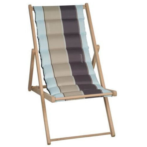 Chilienne matelassée réversible en bois de hêtre – Assise inclinable 4 positions – Toile en polycoton renforcé gris – Poids 4,7 kg – Jardin Prive (1/2)
