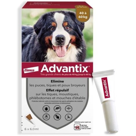 ADVANTIX Chien Solution Antiparasitaire Très Grande Race 40 à 60kg 6 pipettes (1/5)