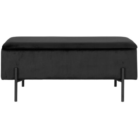 Banc avec coffre de rangement en velours et métal - Noir - WATFORD