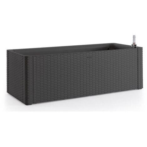 Bac à fleurs rectangulaire 100 x 43 x 33 cm – Volume 90 L – Plastique résistant – Couleur anthracite avec réserve d'eau intégrée – Stefanplast