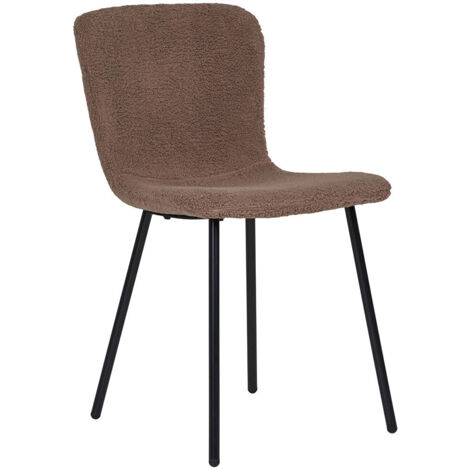 Lot de 2 chaises 52,5x44,5x81,2 cm en tissu bouclette marron et noir (1/5)
