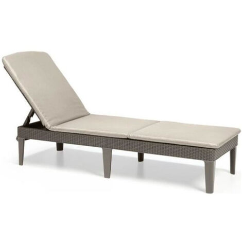 Bain de soleil 4 positions en résine imitation rotin cappuccino – Coussin en polycoton inclus – Dimensions 187 x 58 x 29 cm – Algon (1/5)