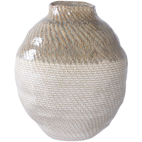 Vase 26x26x30,5 cm en céramique écru et gris (1/5)