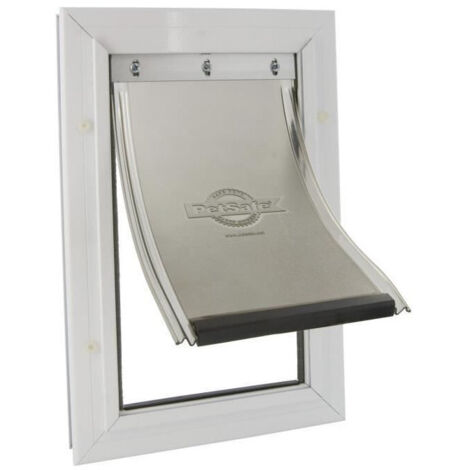 Porte Staywell en aluminium blanc – Pour chat ou chien jusqu'à 100 kg – Système de verrouillage – Étanchéité résistante aux intempéries – Petsafe