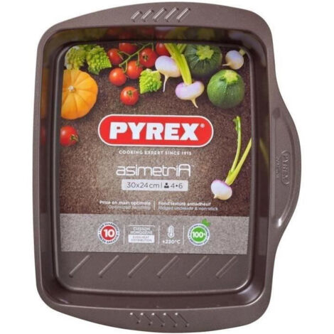 Pyrex Plat Rectangulaire Antiadhésif 24x30 cm Marron Noir