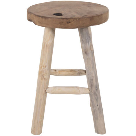 Tabouret rond 30x45 cm en teck marron (1/3)