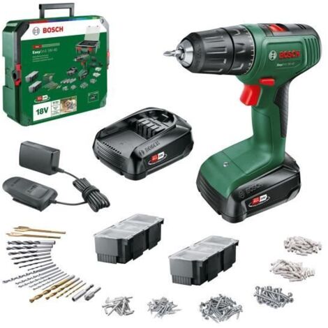 Perceuse visseuse Bosch EasyDrill 18V 40 + 2 batteries 18V 1,5Ah + Systembox avec 241 Accessoires + chargeur AL1810CV 06039D8007 (1/5)