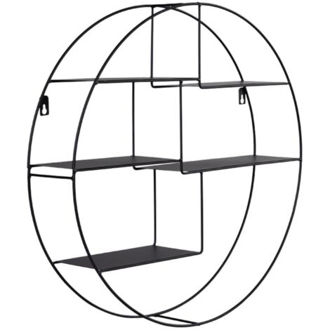 Étagère murale ronde 47,5x10x47,5 cm en acier noir (1/5)