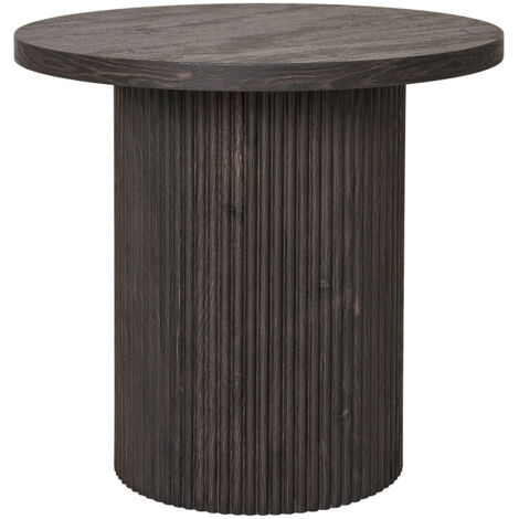 Table d'appoint ronde 48x45 cm effet bois marron foncé - KLEZY (1/4)