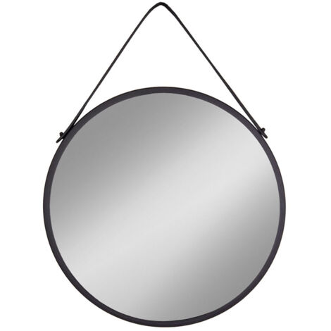 Miroir mural rond en métal noir TRAPANI – Ø 60cm (1/4)