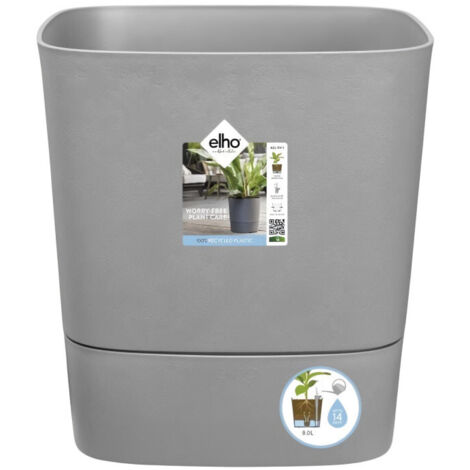 ELHO Pot de fleurs Greensense Aqua Care Carré 38 - Ciment Clair - Intérieur/extérieur - Ø 38 x H 38.9 cm (1/10)