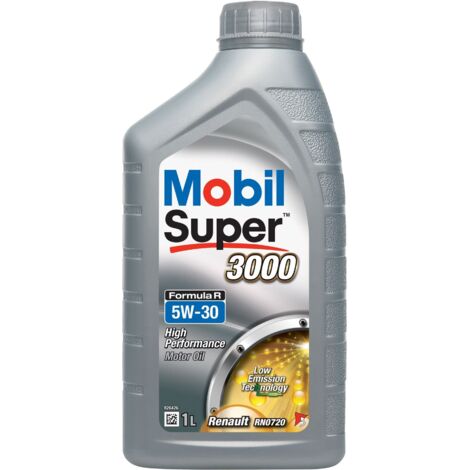 Huile moteur 5W-30 Synthétique - MOBIL - Super 3000 - Formula-R -bidon 1L - haute performance anti-pollution (1/2)