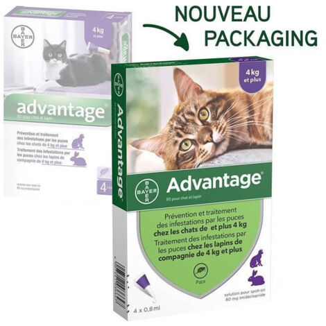 ADVANTAGE 80 - 6 pipettes antiparasitaires - Pour chat et lapin de 4kg et plus