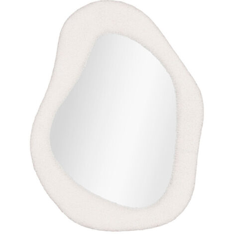 Miroir ovale 61x46,5cm – Couleur écru – Cadre en tissu teddy pour décoration intérieure – Léger et facile à fixer – House Nordic