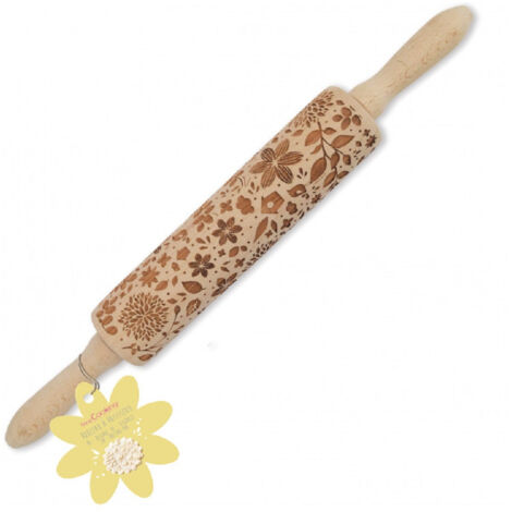 Rouleau à pâtisserie bois 39 cm avec empreintes nature (1/3)