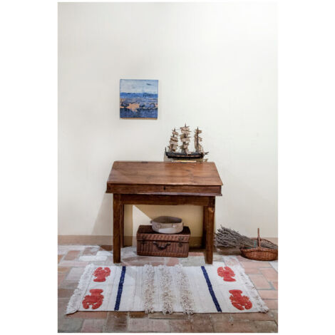 Tapis lavable en machine beige avec franges Mini Lobster XS Lorena Canals Beige 80x140 (1/5)