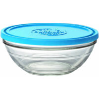 DURALEX 9068AM06 Lys Saladier Rond avec Couvercle Verre Transparent/Bleu 23,2 cm