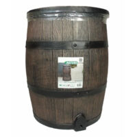 Récupérateur d'eau de pluie 120L – Aspect bois – Dimensions 50,5x66 cm – Robinet inclus – Polyéthylène traité anti-UV – Nature