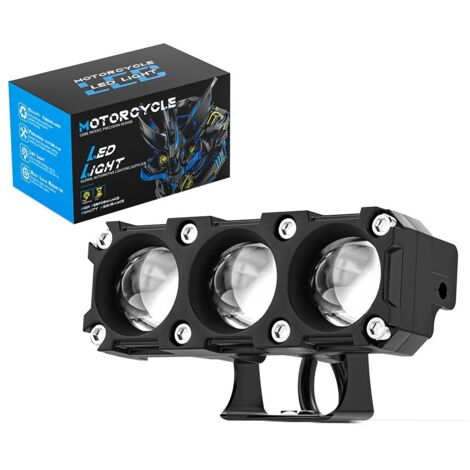 Projecteur LED Moto Feux de Route/Croisement Bi-couleur, Phare Avant Voiture/Vélo Électrique 18W 1800LM CSP 3570, Faisceau Concentré IP67 DC9-60V, Lampe de Tuning pour Moto Voiture 4x4 Camion Bateau(4 (1/5)